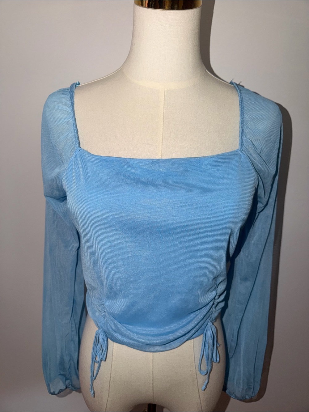 Baby Blue Long-Sleeve Ruched Top - Women’s